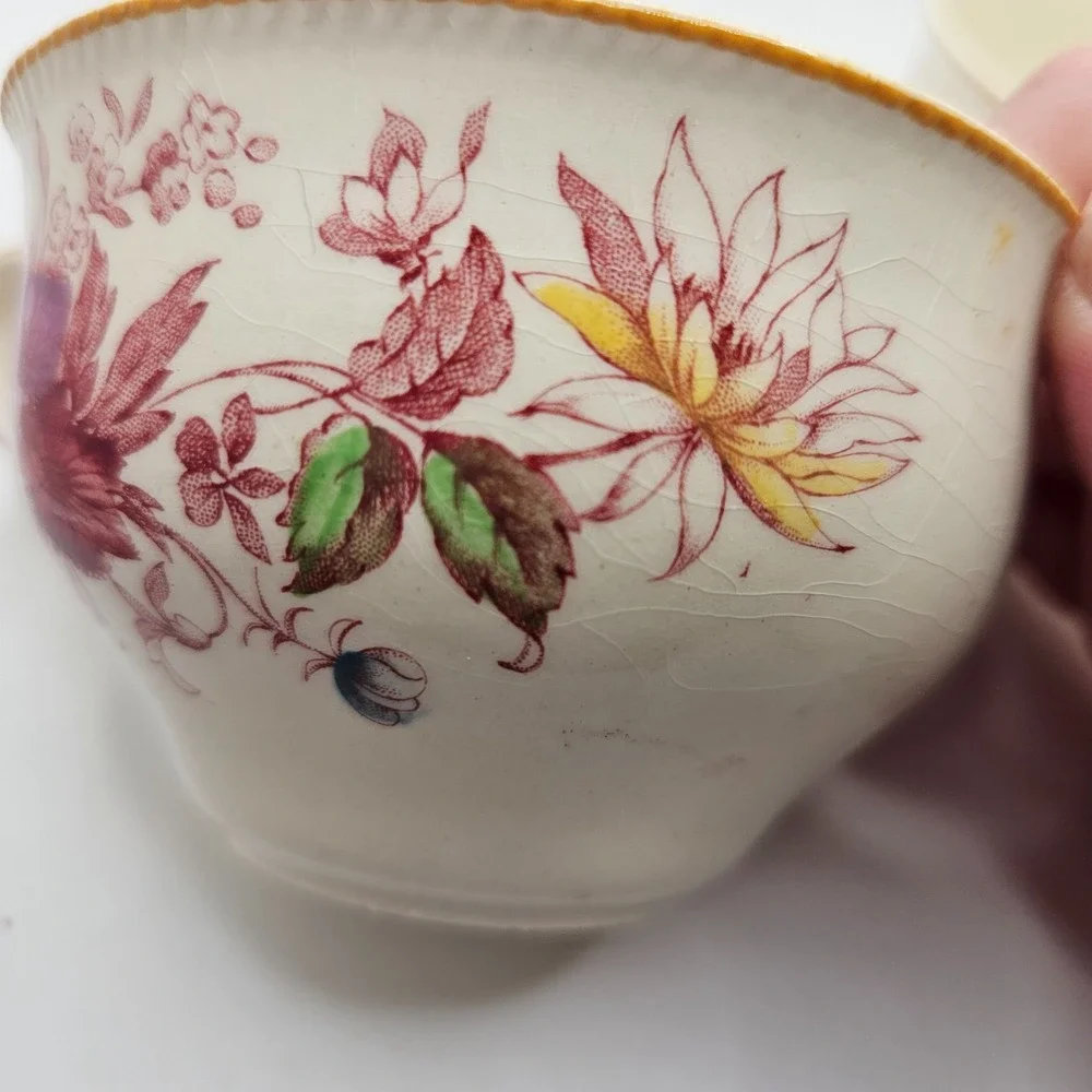 Vintage Johnson Brother's Floral Transferware Tea Cups Set of 2 Cottagecore